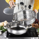 Olla Vaporera de Acero Inoxidable con Tapa de Vidrio 3 L