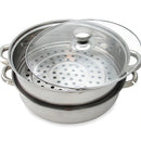 Olla Vaporera de Acero Inoxidable con Tapa de Vidrio 3 L