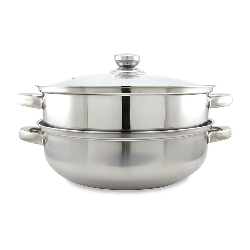 Olla Vaporera de Acero Inoxidable con Tapa de Vidrio 3 L