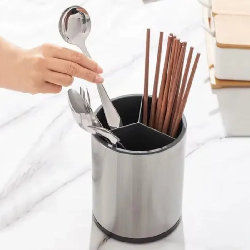 Organizador Metálico Para Cubiertos de Acero Inoxidable con 3 Compartimentos