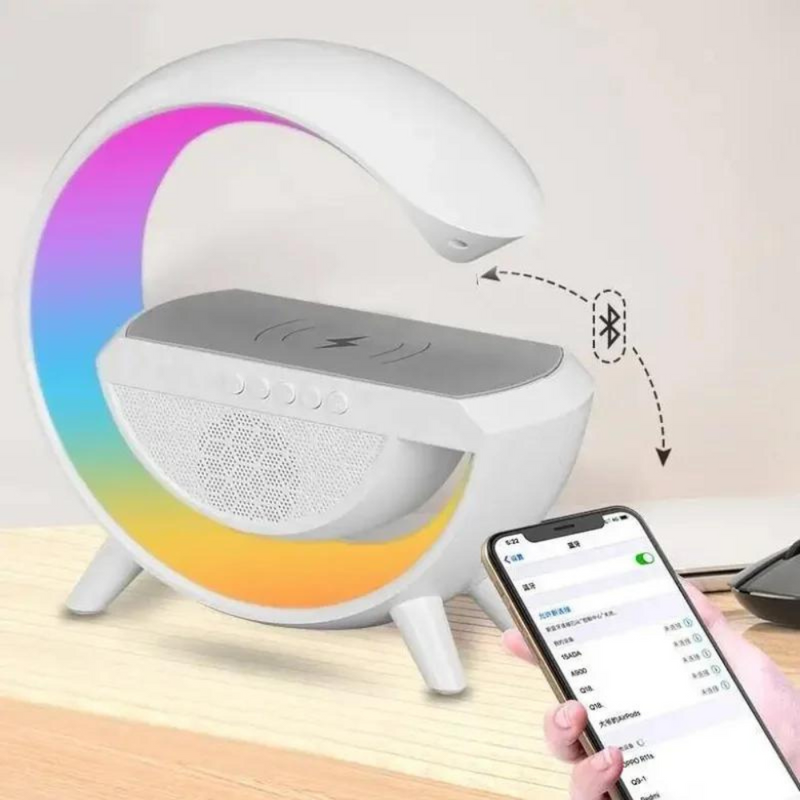 Parlante Multifuncional tipo G: Lámpara Inteligente, Sonido y Carga Inalámbrica
