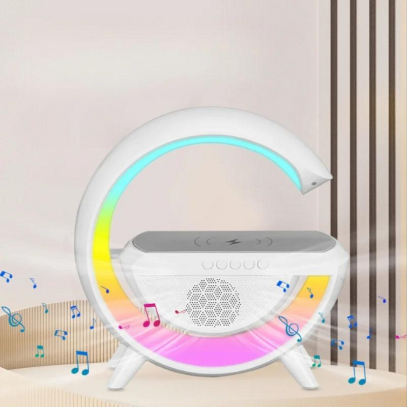 Parlante Multifuncional tipo G: Lámpara Inteligente, Sonido y Carga Inalámbrica
