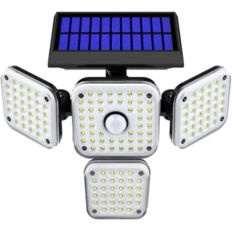 Lámpara Reflector Solar con 4 Cabezales Ajustables y Sensor de Movimiento