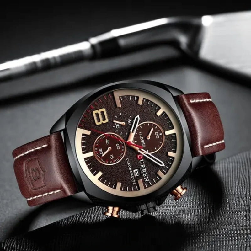 Reloj Curren 8324 de Cuero y Acero Sumergible para Hombre