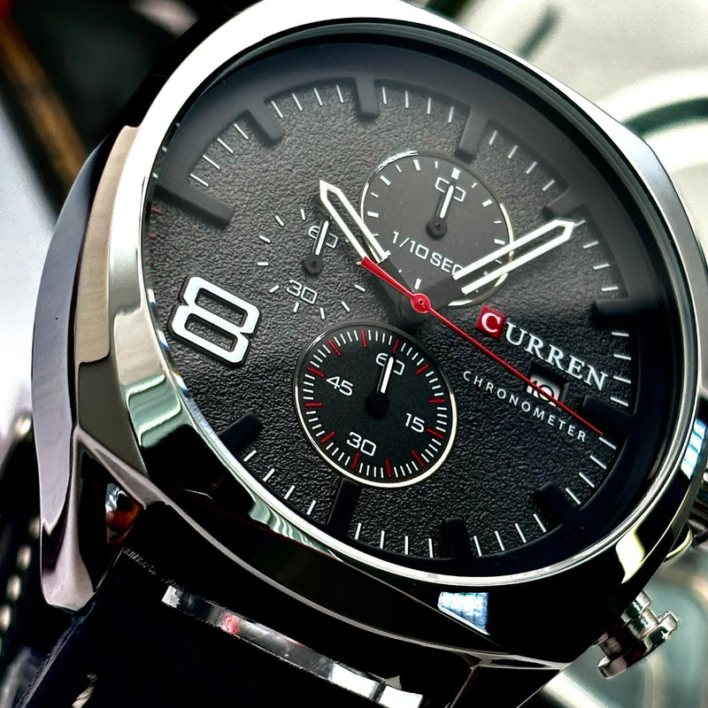 Reloj Curren 8324 de Cuero y Acero Sumergible para Hombre