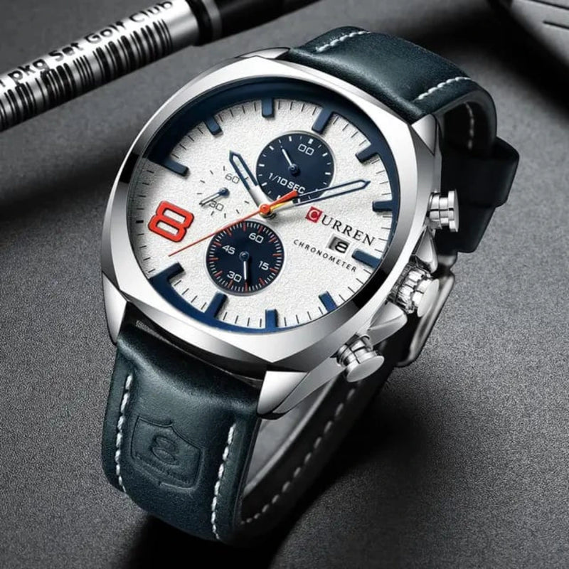 Reloj Curren 8324 de Cuero y Acero Sumergible para Hombre
