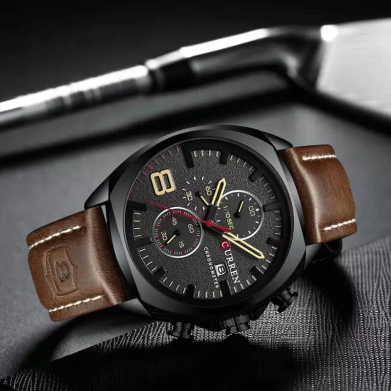 Reloj Curren 8324 de Cuero y Acero Sumergible para Hombre