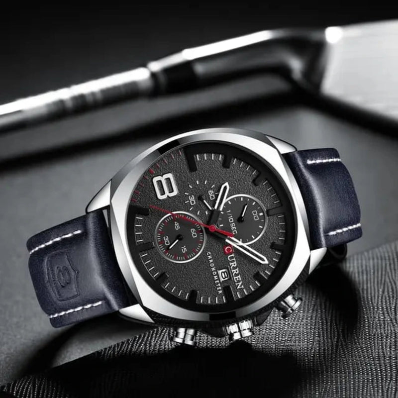 Reloj Curren 8324 de Cuero y Acero Sumergible para Hombre