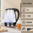Hervidor Eléctrico de Agua y Cafetera 2L 2000W Libre de BPA con Vidrio de Borosilicato