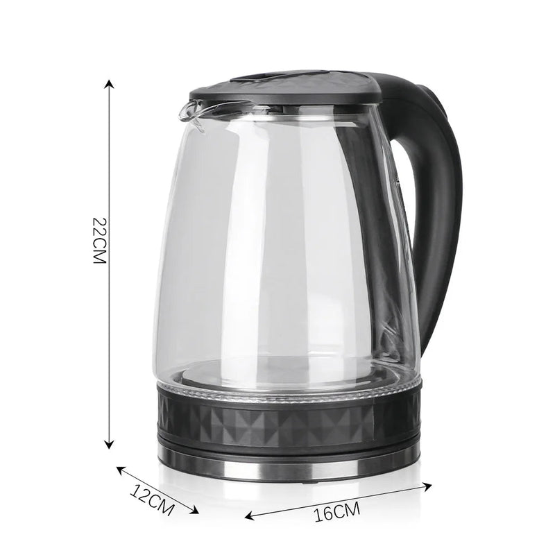Hervidor Eléctrico de Agua y Cafetera 2L 2000W Libre de BPA con Vidrio de Borosilicato