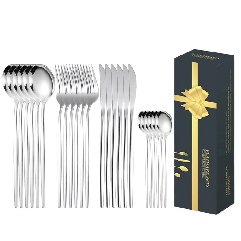 Set de Cubiertos de Acero Inoxidable 24 Piezas Elegantes y Resistentes