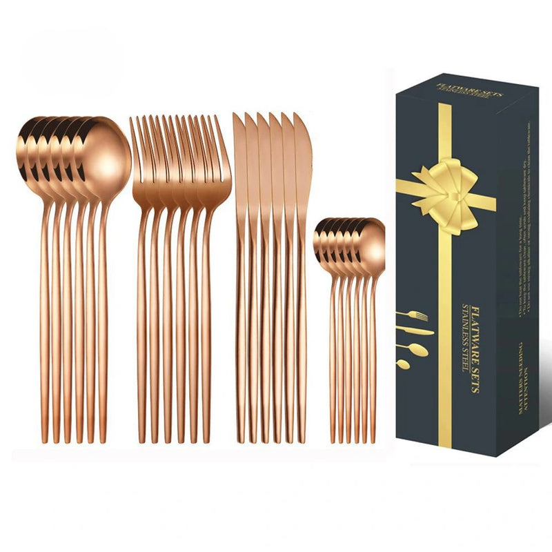 Set de Cubiertos de Acero Inoxidable 24 Piezas Elegantes y Resistentes