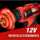 Taladro Inalámbrico Percutor Reversible 12 Voltios - Doble Bateria