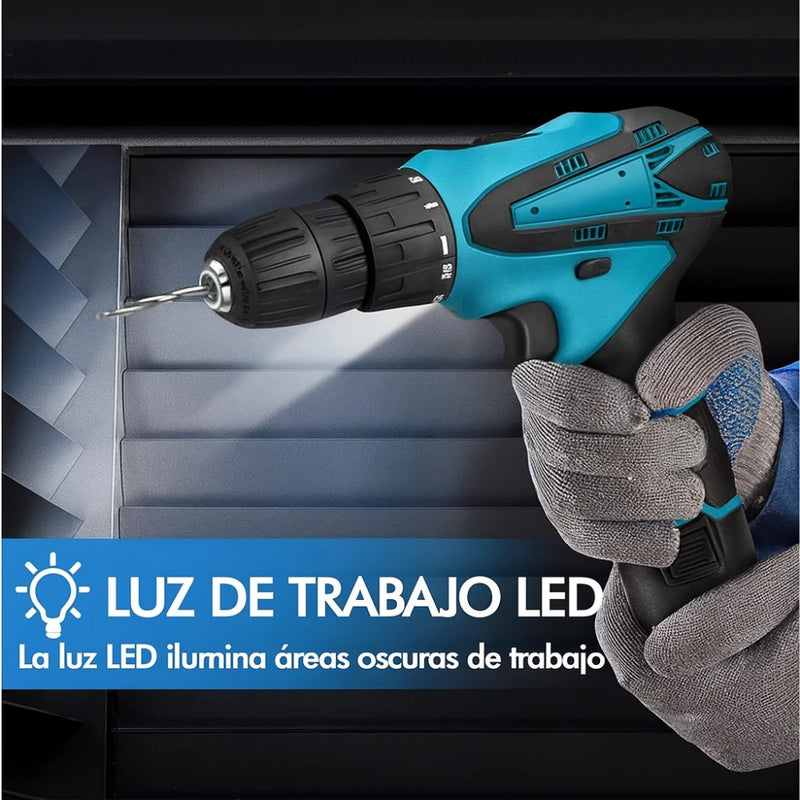 Taladro Inalámbrico Percutor Reversible 12 Voltios - Doble Bateria