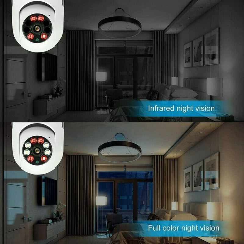 Cámara de Seguridad 1080p Tipo Bombilla IP Wifi 360° con Luz Led : Vigilancia Inteligente