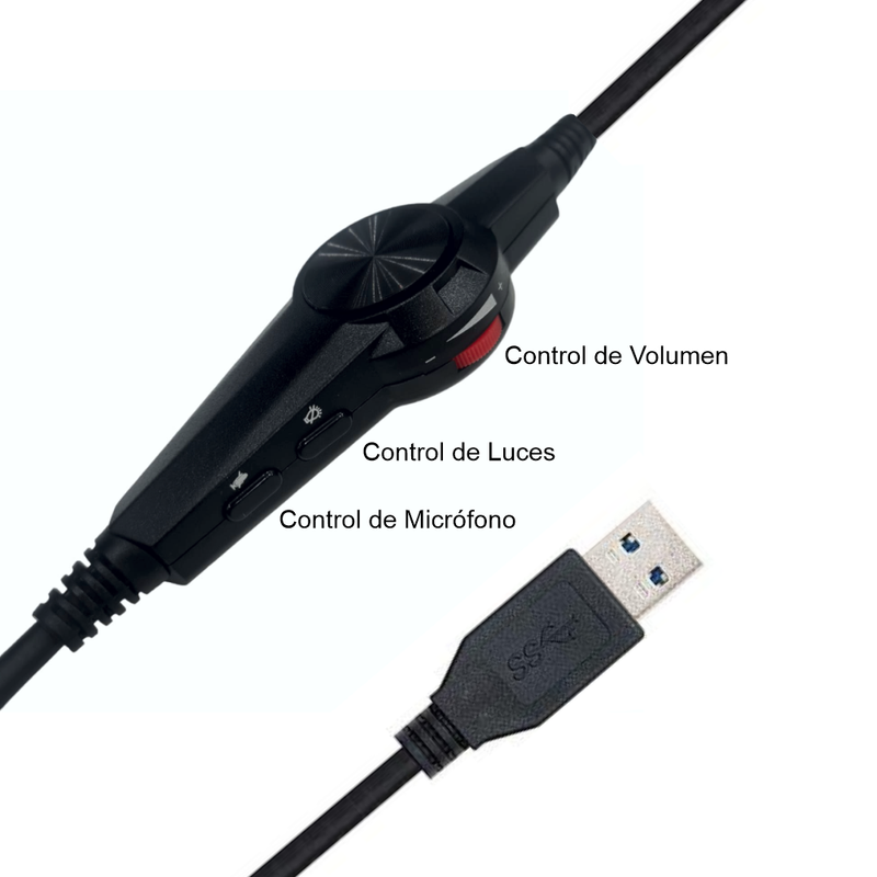 Diadema Auriculares Gamer V10-7.1 USB con Iluminación - Audio de Alta Calidad y Micrófono Ajustable