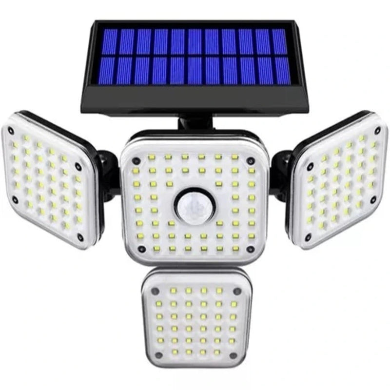 Lámpara Reflector Solar con 4 Cabezales Ajustables y Sensor de Movimiento
